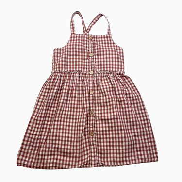 Robe carreauté marron en double mousseline 12Y