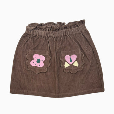 Jupe chocolat en corduroy 7-8Y