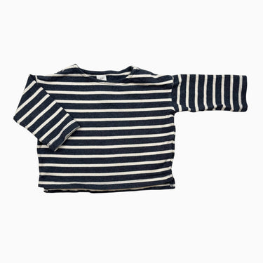 Chandail marinière à rayures bleu chiné 6-9M
