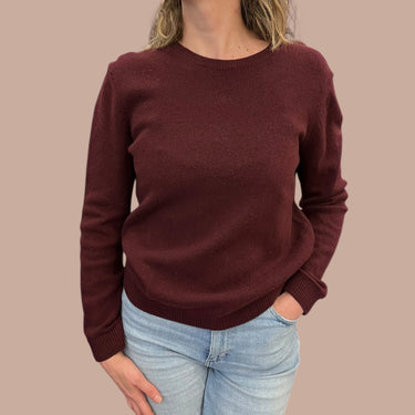 Pull aubergine en laine de mérinos pour femmes S