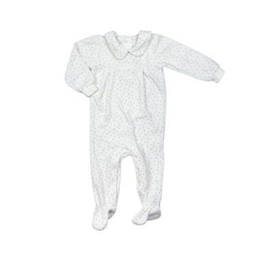 Pyjama à col claudine blanc à pois doré en velours 9M