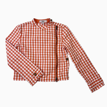 Veste vichy orange-rouge et blanc en canvas de coton M (8Y)