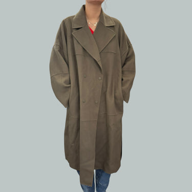 Manteau olive en lainage mélangé pour femmes S