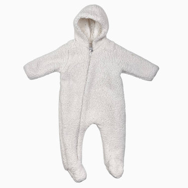 Combi écru à capuchon doublée en polar en peluche 6-9M