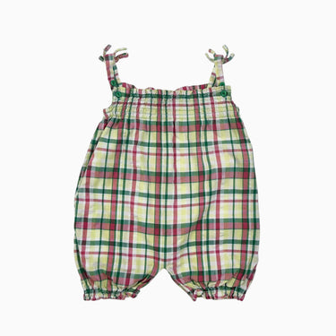 Combi jaune et verte carreautée avec smock 3-6M