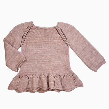 Pull rose en tricot de laine mérinos 6-7Y