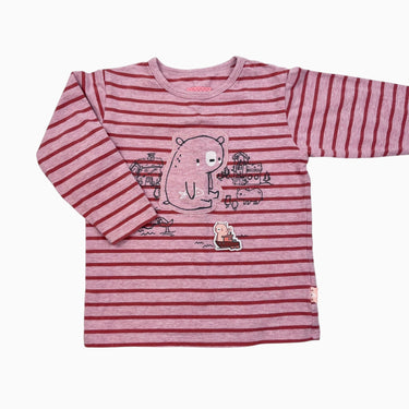 Chandail rose à rayures 'ourson' 12-18M