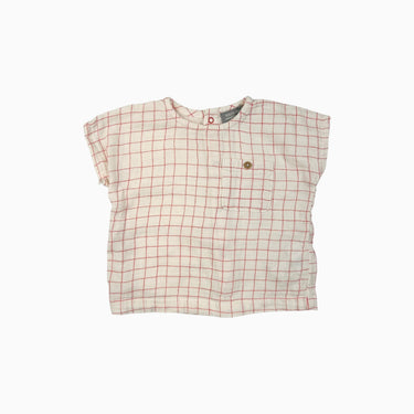 Blouse carreautée orange en mousseline 12M