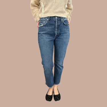 Jeans bleu en coton bio 'jambes droites' pour femmes 26US