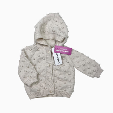 Cardigan à capuchon vanille popcorn en tricot de laine et cachemire 6-12M