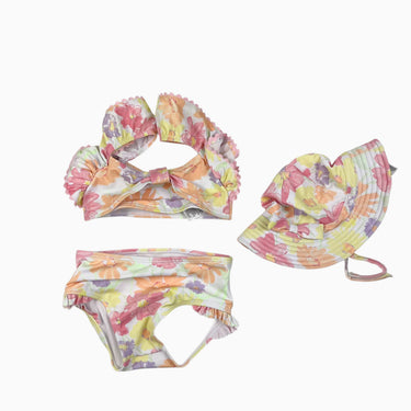 Maillot bikini avec chapeau baignade fleuri 6-12M