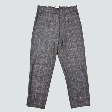 Pantalon gris carreauté en laine, cachemire et élasthanne pour femmes 4US