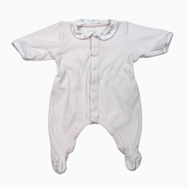 Pyjama rose pâle en velours avec col à imprimé floral 1M