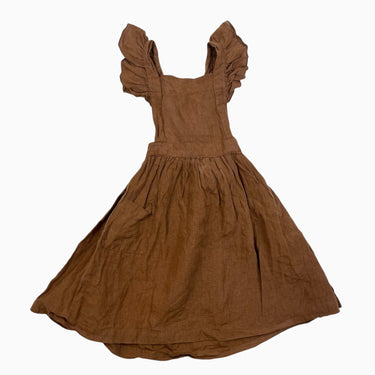 Robe tablier noisette en lin bio 18-24M