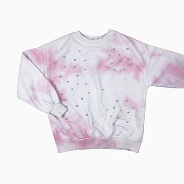 Pull tie-dye rose avec strass 9-10Y