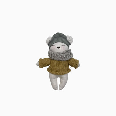 Peluche ourson avec ensemble tricot 7po