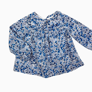 Blouse à col claudine fleuri bleue liberty 36M