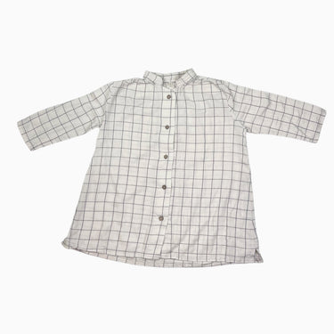 Blouse crème 'loose fit' à col mao carreautée en mousseline 6-7Y