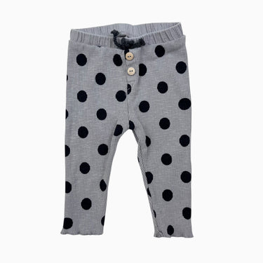 Legging gris en coton cotelé à larges pois noirs 3-6M