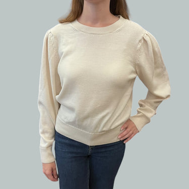 Pull crème en tricot de laine de mérinos pour femmes XS