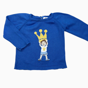 Pull bleu 'couronne' en tricot 3Y