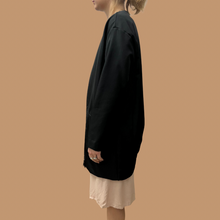 Load image into Gallery viewer, Manteau noir en poly, coton et viscose pour femmes 4US
