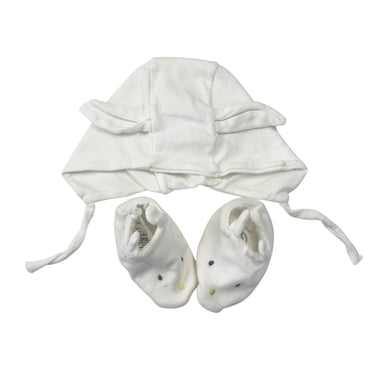 Bonnet et chausson crème en coton bio 6M