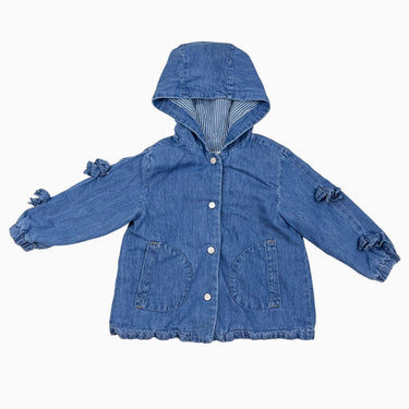 Manteau à capuchon en coton chambray style denim souple 18-24M