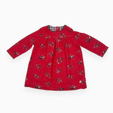 Robe rouge en coton à motif floral 12M