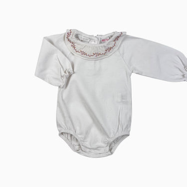 Cache-couche style barboteuse crème à col avec broderie 3-6M