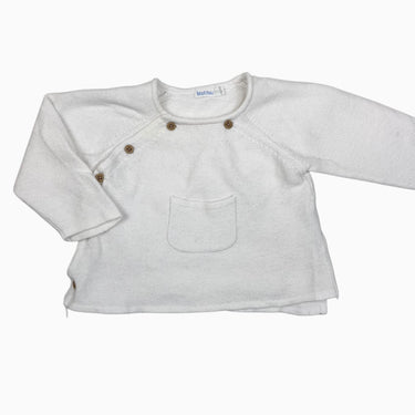 Pull blanc en tricot de coton avec poche 3M