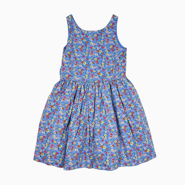 Robe bleue fleurie jaune rose orange 6Y