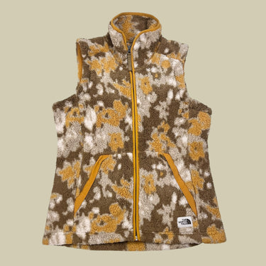 Veste sans manche orange et latté en peluche pour femmes M