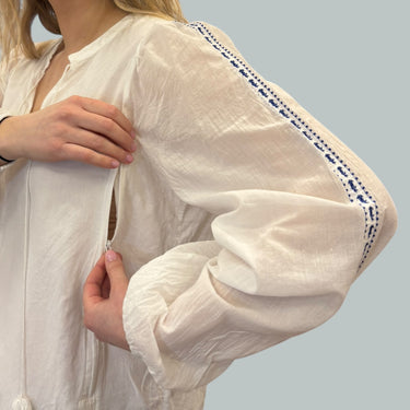 Blouse d'allaitement blanche avec broderie en coton pour femmes L