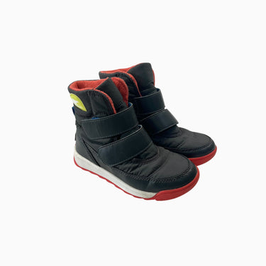 Bottes d'hiver 'Whitney' courtes doublées charcoal et rouges avec velcro 12US
