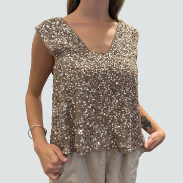 Camisole vieux-mauve avec paillette en poly pour femmes XS
