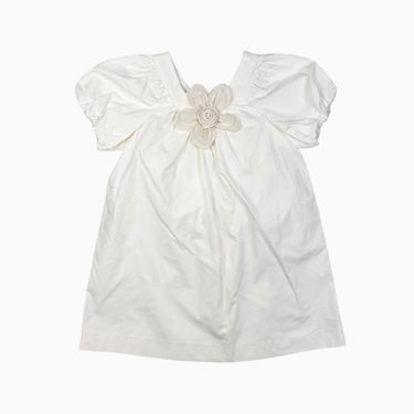 Robe vanille avec appliqué fleur au col 3-4Y