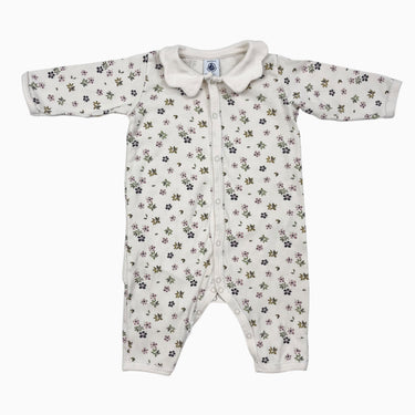 Pyjama crème à col pétale et à imprimé floral 6M