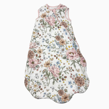 Gigoteuse blanche fleurie en mousseline en rayonne de bambou 12-24M