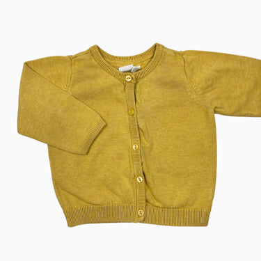 Cardigan ocre en tricot de coton 6-9M