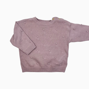 Pull vieux-rose 'popcorn' en tricot de coton 4-6M