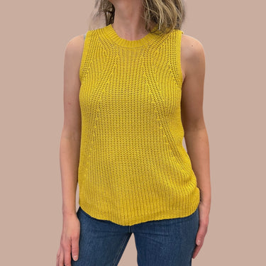 Pull ocre style debardeur en tricot d'acrylique pour femmes M