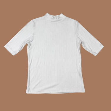 Chandail blanc à col monté en poly et viscose pour femmes S
