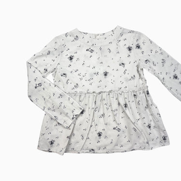 Blouse coupe basque blanche 'étoiles et cerises' 10Y