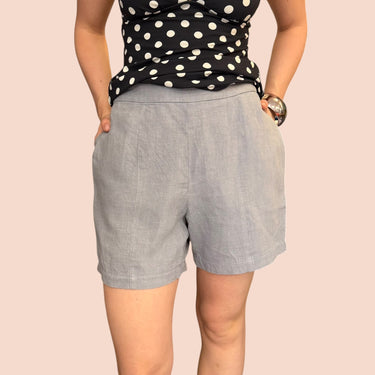 Short gris en lin pour femmes S