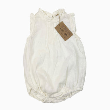 Barboteuse blanche en lin 3-4Y