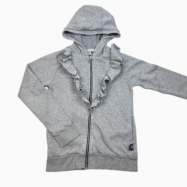 Veste à capuchon grise avec volants 10-11Y