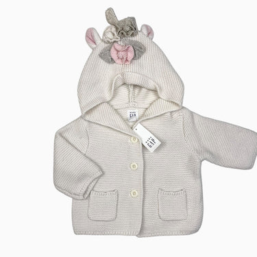 Veste vanille à capuchon liorne en tricot 0-3M