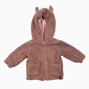 Veste rose à capuchon en sherpa bouclé doublée en coton 3M