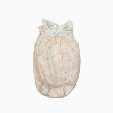 Barboteuse rose pale avec petit col en fin coton 3M